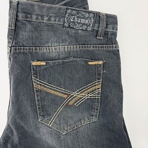 Chams Premium Denim Jeans Mens 40 Dark Wash Embroidered Y2K Streetwear